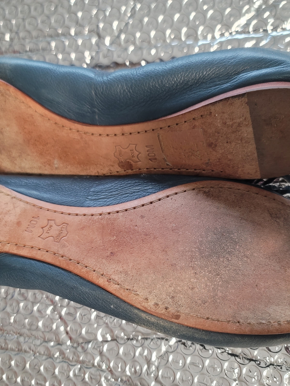 Tory Burch Blue Leather Reva Ballet Flats - Picture 3 of 5